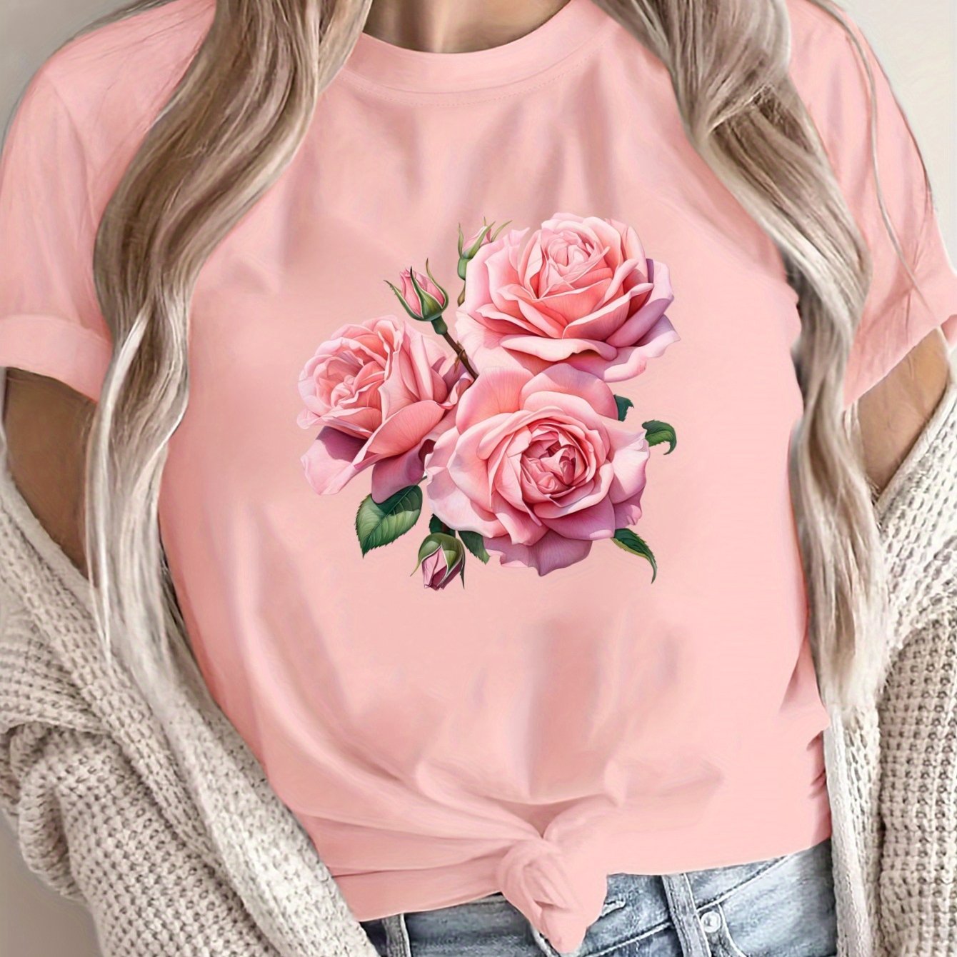 Women's Loose Large Size T-Shirt Summer Casual Short Sleeve Breathable Fabric