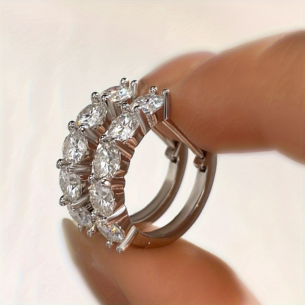 Sterling Silver Ladies Earrings with Mozambique Stone 0.3ct for Wedding Anniversary