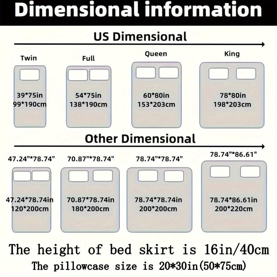 Vintage Black Bed Skirt and Pillowcases Set with Embroidered Lace Trim Quilted Bedding All-Season Comfort