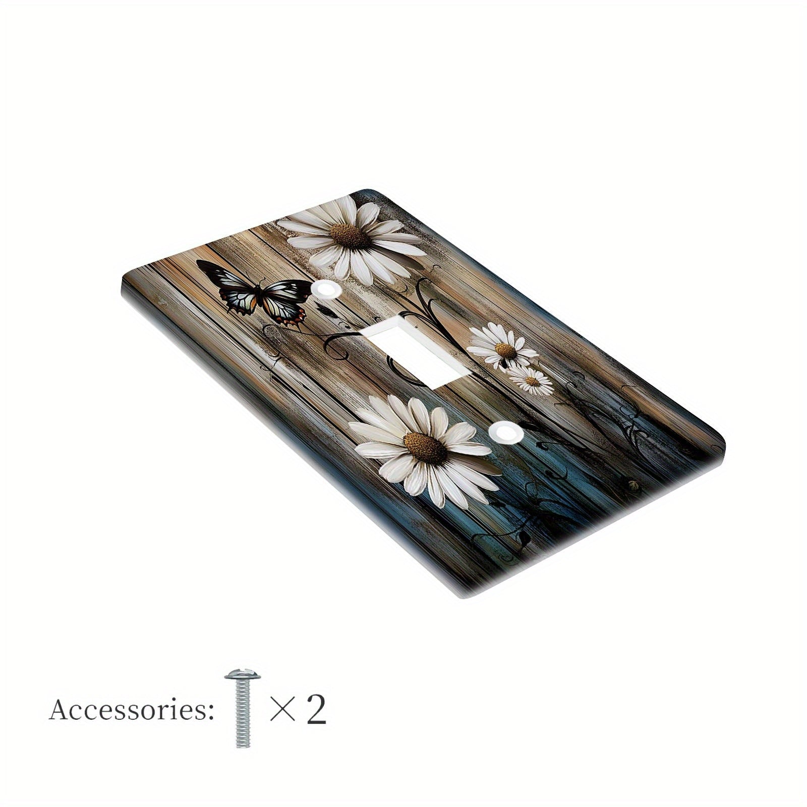 Деревенская фермерская настенная панель с ромашкой и бабочкой для выключателя света, подходит для использования в помещении/на улице на кухне, в спальне или кафе. Не требует электричества или батареек. Доступна в вариантах 1Gang или 2Gang.