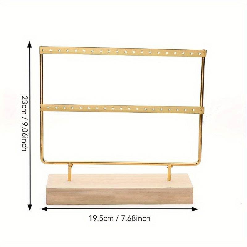 Многоуровневая стойка для железных серег с деревянной основой для хранения и демонстрации украшений