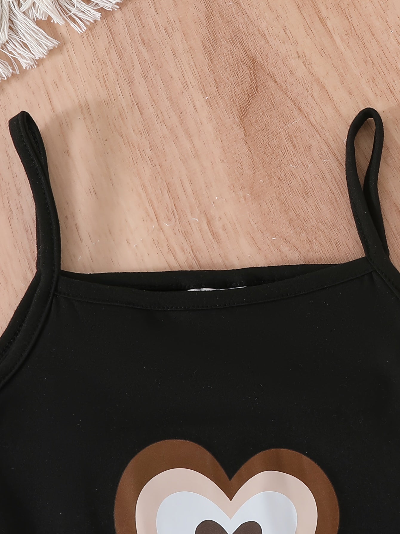 Girls' Casual Outfit with Heart Pattern Cami Dress and High-Low Top for Outdoor Activities