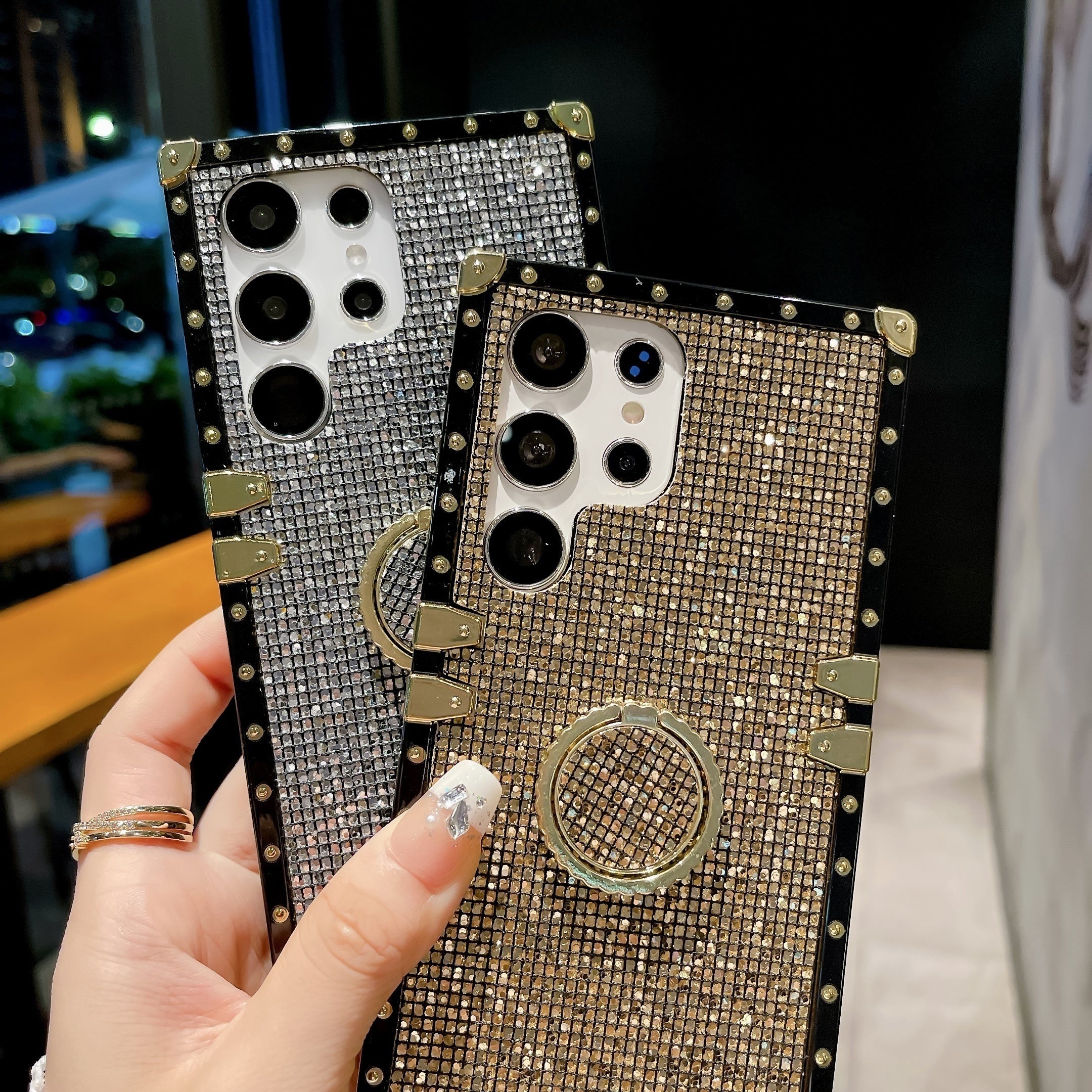 Diamond Studded Phone Case for Samsung Models Durable PC Protective Cover