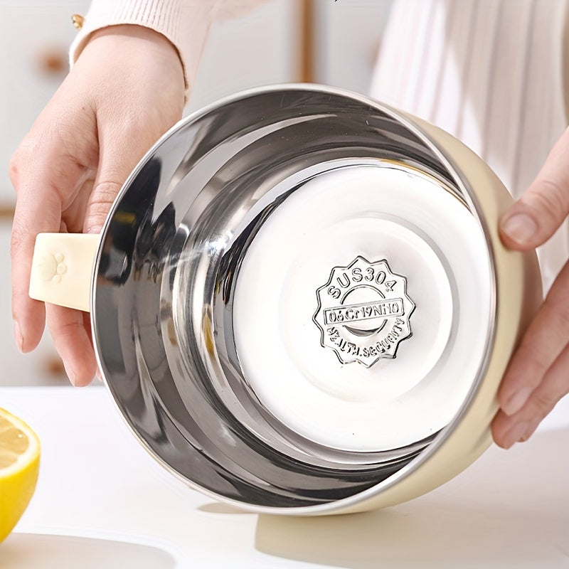 304 Stainless Steel Noodle Bowl with Lid Large Capacity Portable Tableware Anti-Scalding