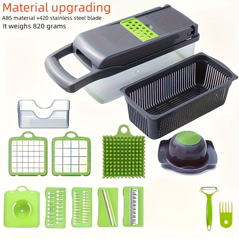 Многофункциональный набор для нарезки овощей с 16 лезвиями, емкостью 500 мл