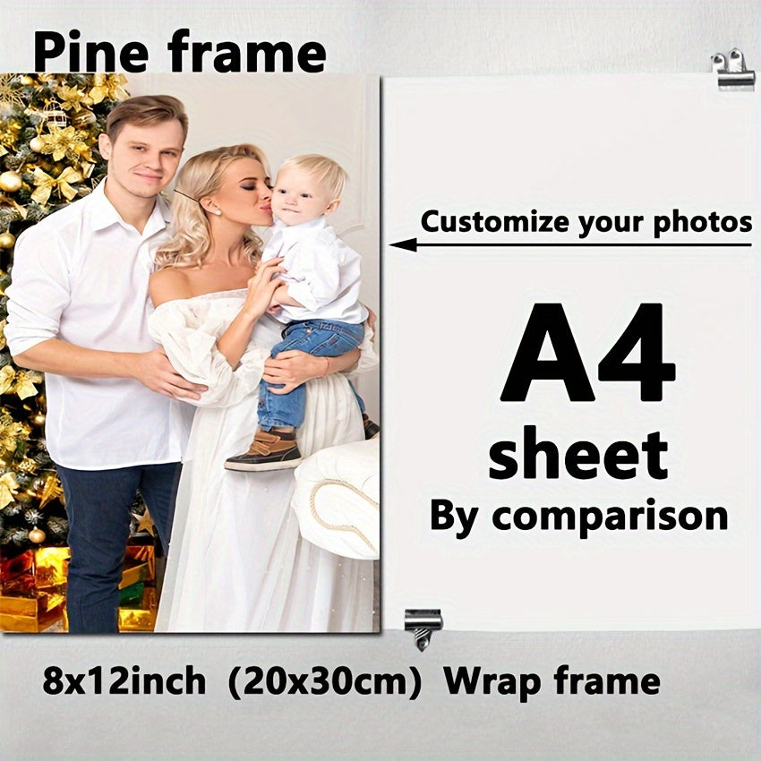 Personalized Family Photo Canvas Print Framed Wall Art for Living Room Bedroom Office