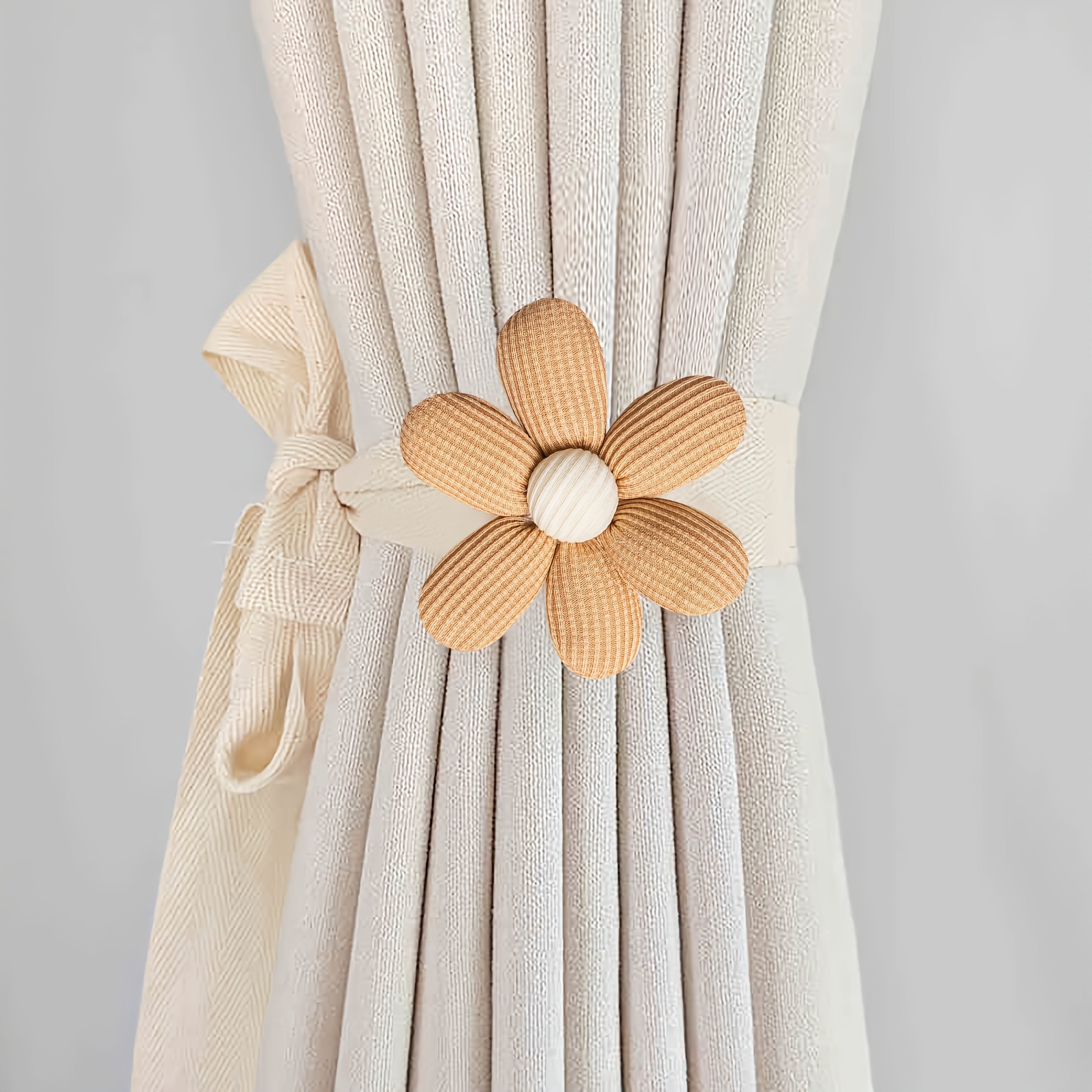 Set of 2 Lion Plush Curtain Tiebacks with 3D Flowers for Bedroom Living Room Decor