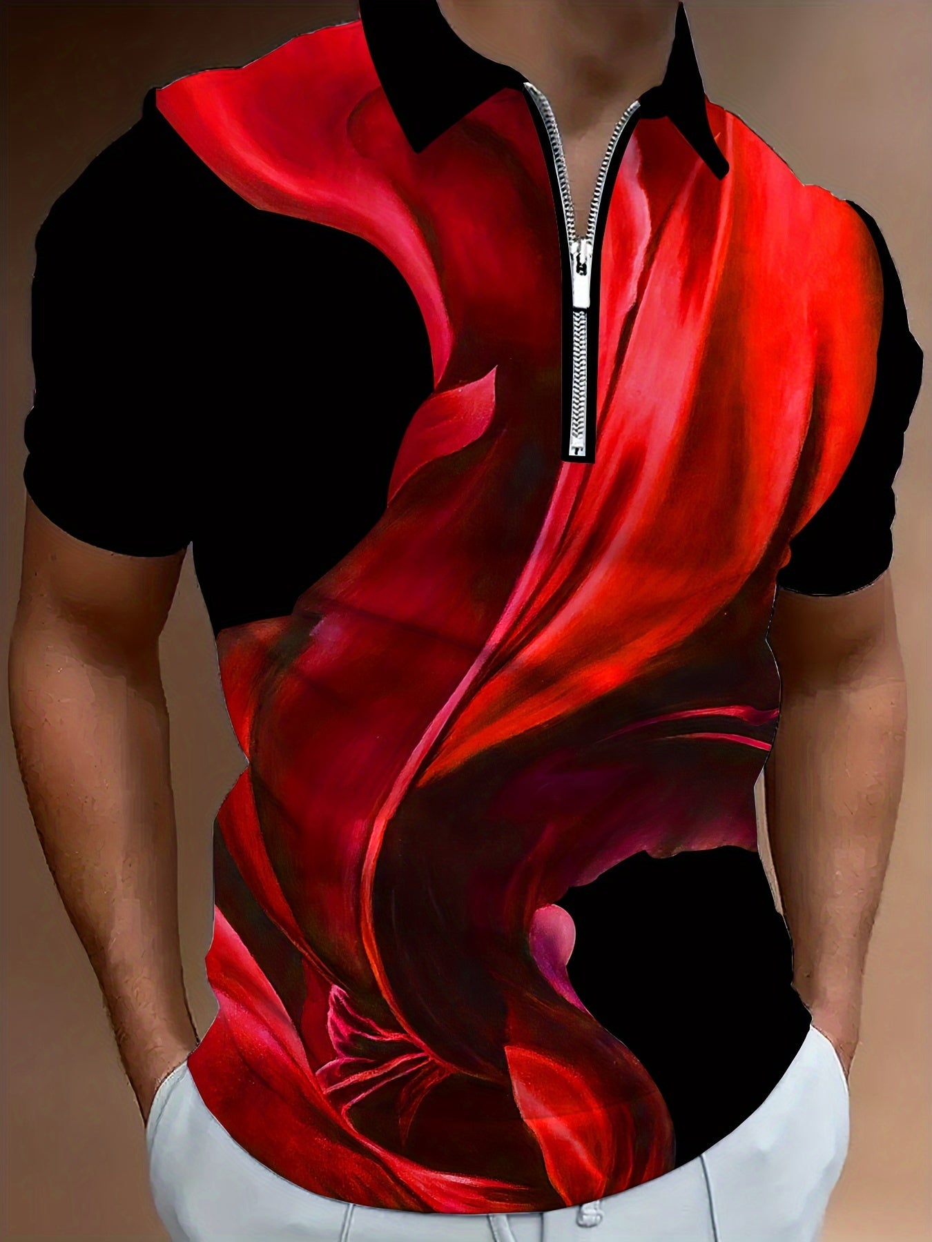 Men's Sky Blue Casual Polo Shirt 3D Print Polyester Spandex Regular Fit