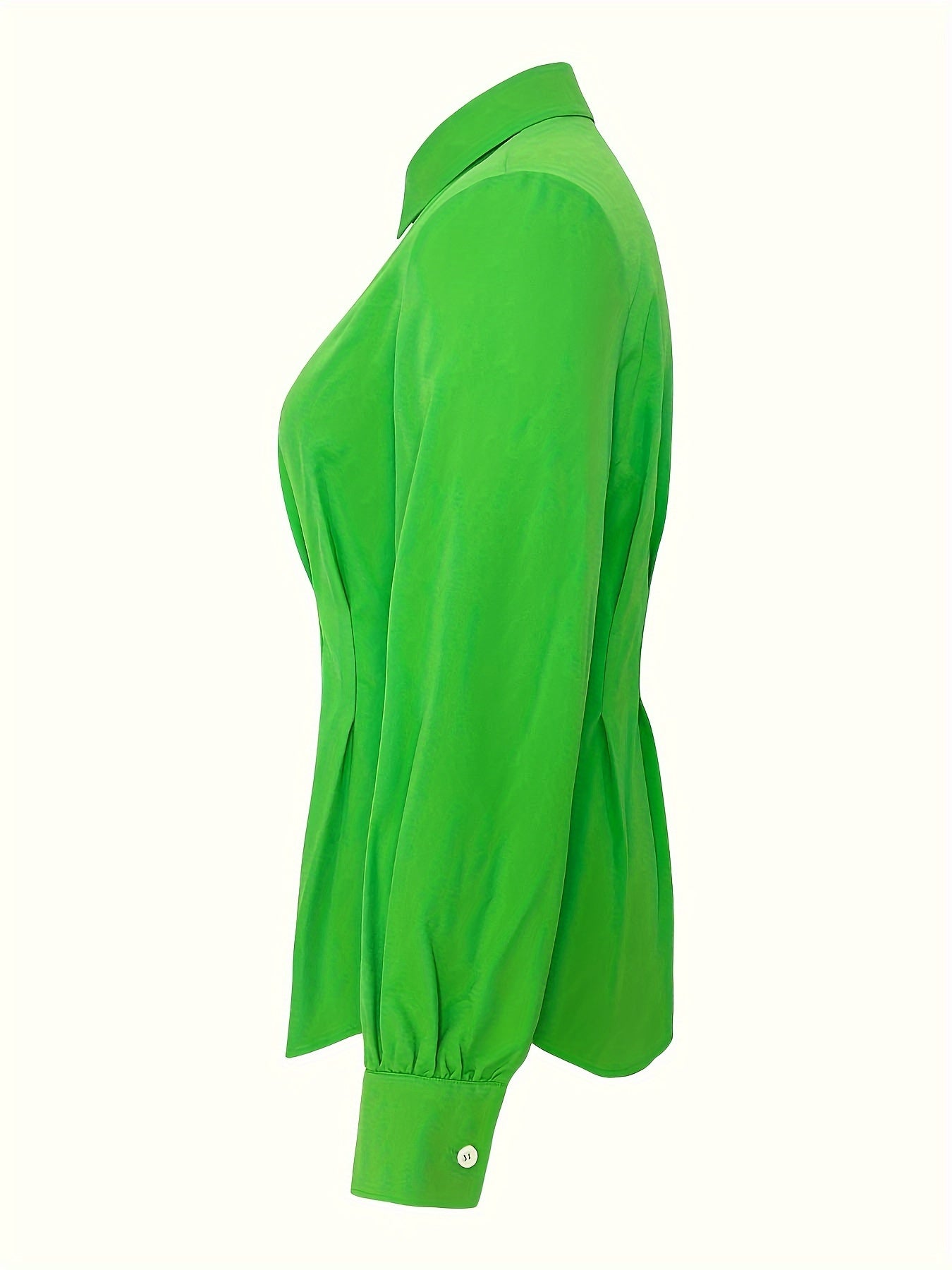 Women's Plus Size Casual Blouse Solid Button-Up Lantern Sleeve Turn Down Collar