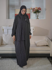 Plus Size Floral Print Modest Dress with Hijab Rayon Machine Washable