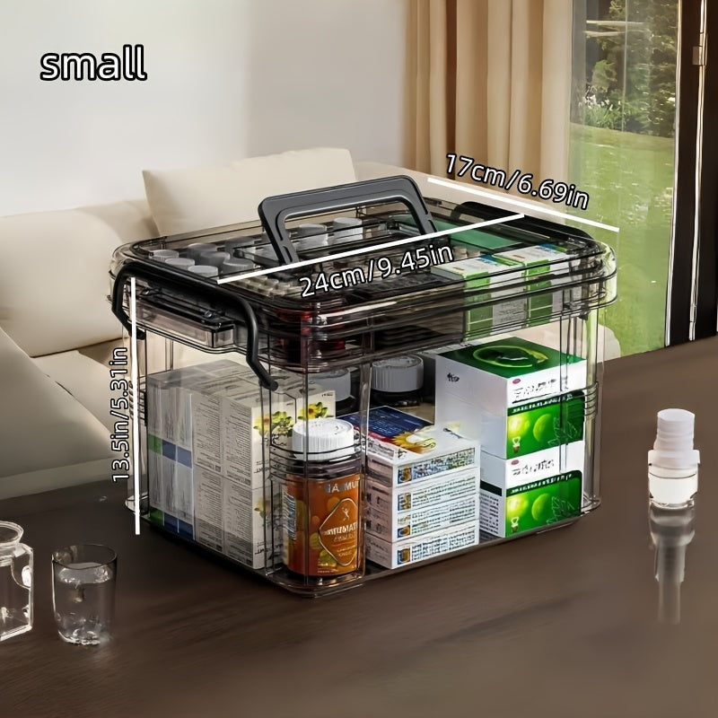 Toza suv o'tkazmaydigan plastmassa saqlash qutisi kvadrat klip bilan yopiladigan qopqoq bilan uy xo'jaligi uchun dorilarni tashkil etish