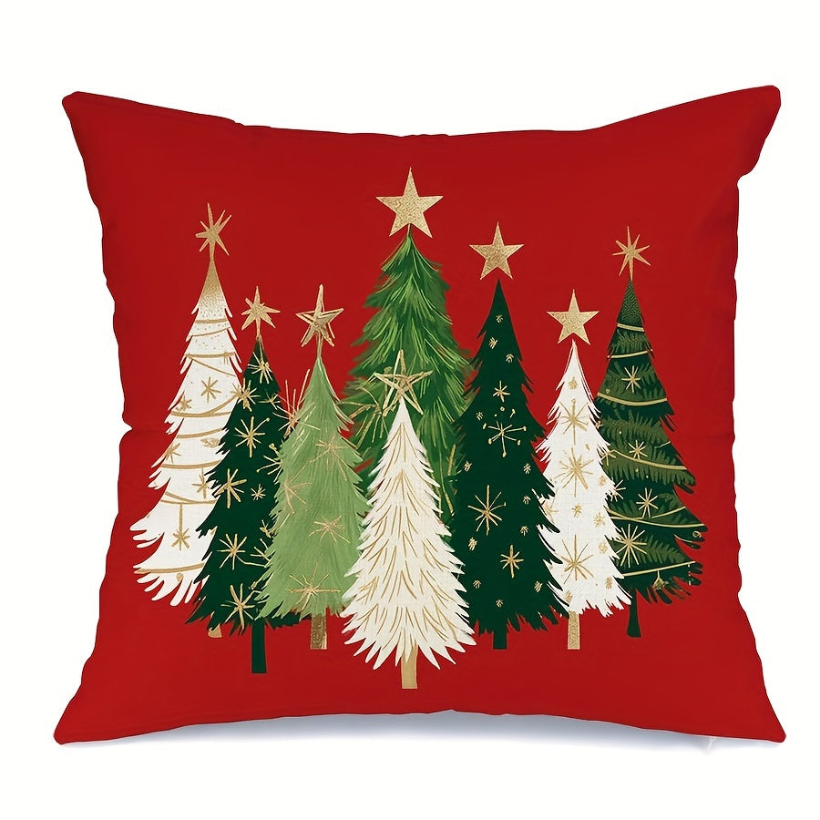Christmas Tree Star Throw Pillow Cover 1 or 2 Pieces Modern Polyester Zipper Washable