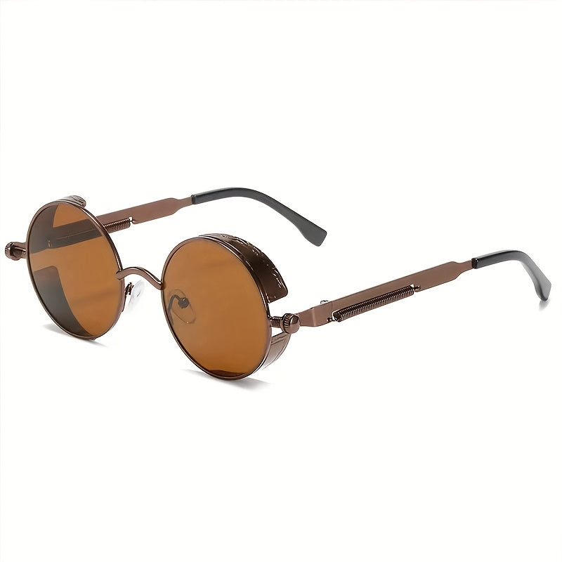 Vintage Steampunk ko'zoynaklar, metall ramkali, aks ettiruvchi linzalar bilan, ochiq havoda haydash uchun