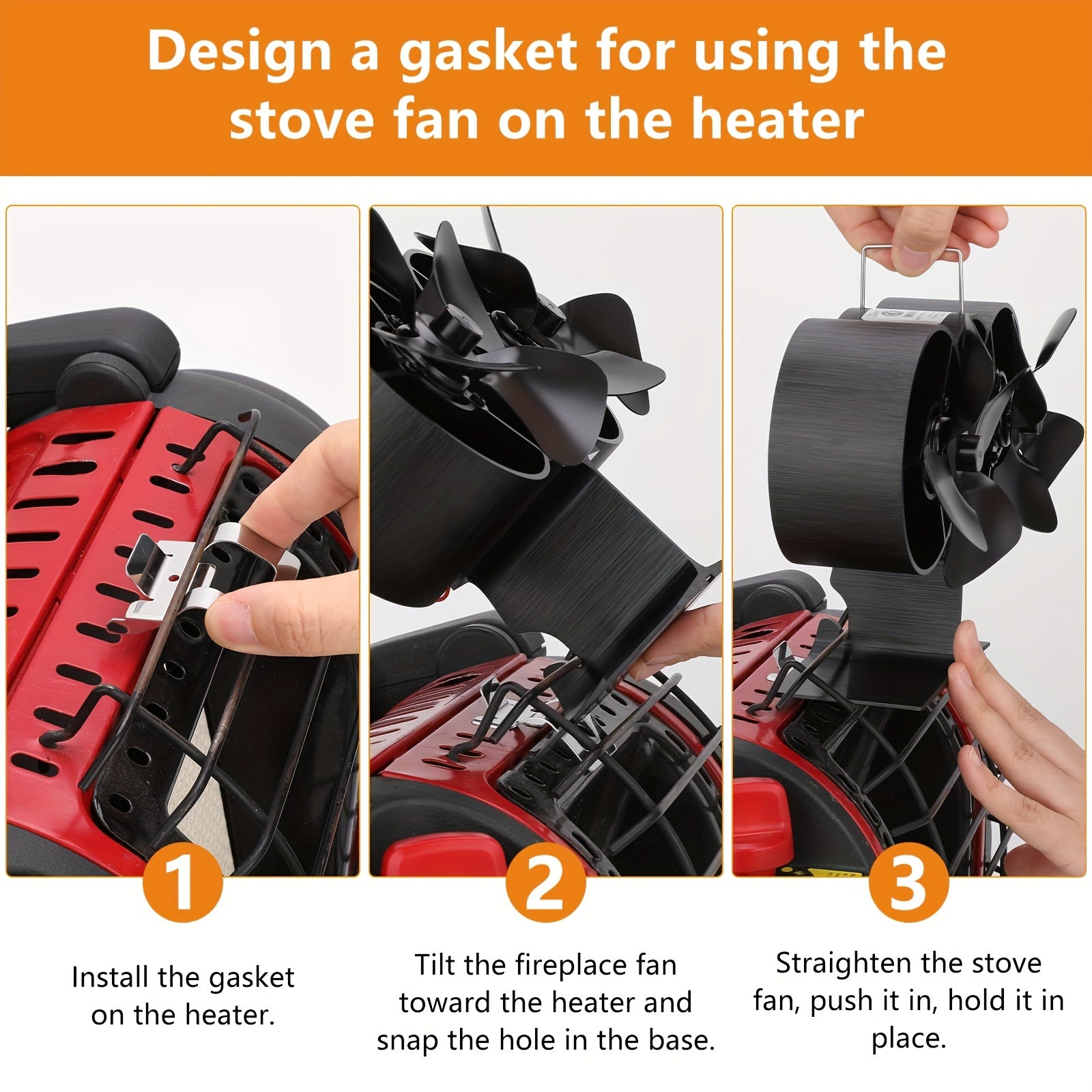 Wood Stove Fan Dual Motor 8 Blade Magnetic Thermometer Eco-Friendly Heating