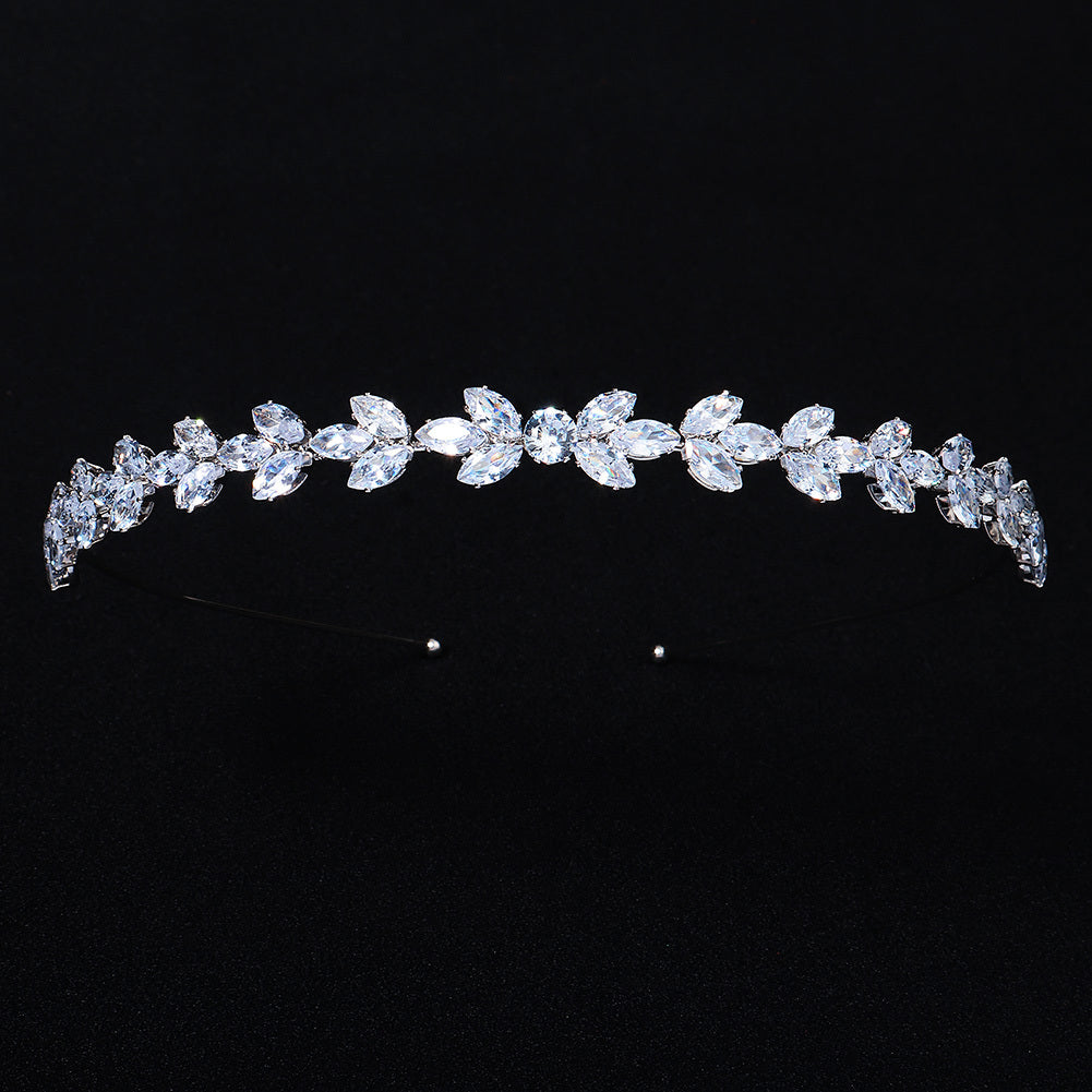 Silvery Rhinestone Crystal Hairband with Faux Pearls for Bridal Parties Weddings