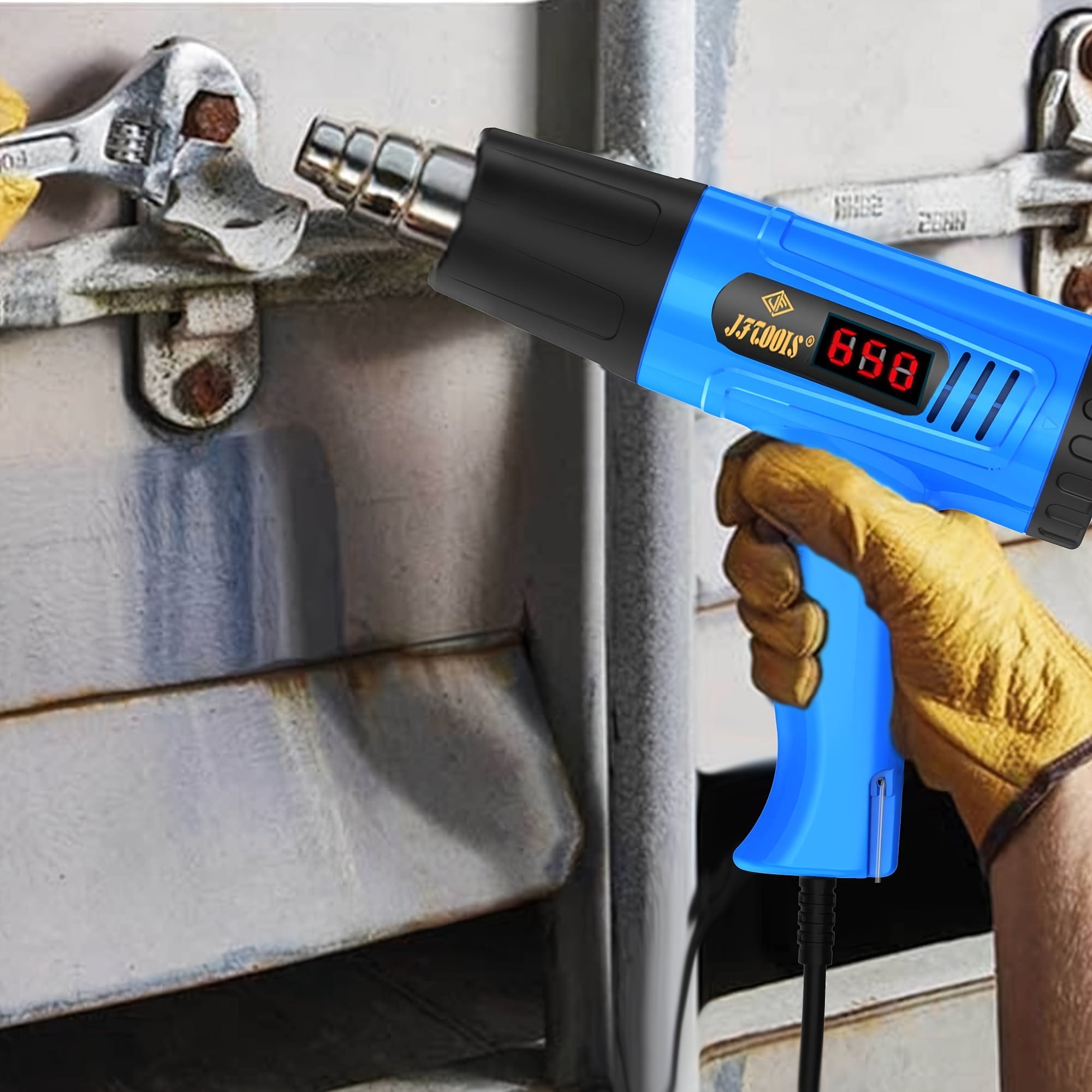 220V Digital Hot Air Gun with Four Nozzles for Thawing Pipes and Heat Shrink