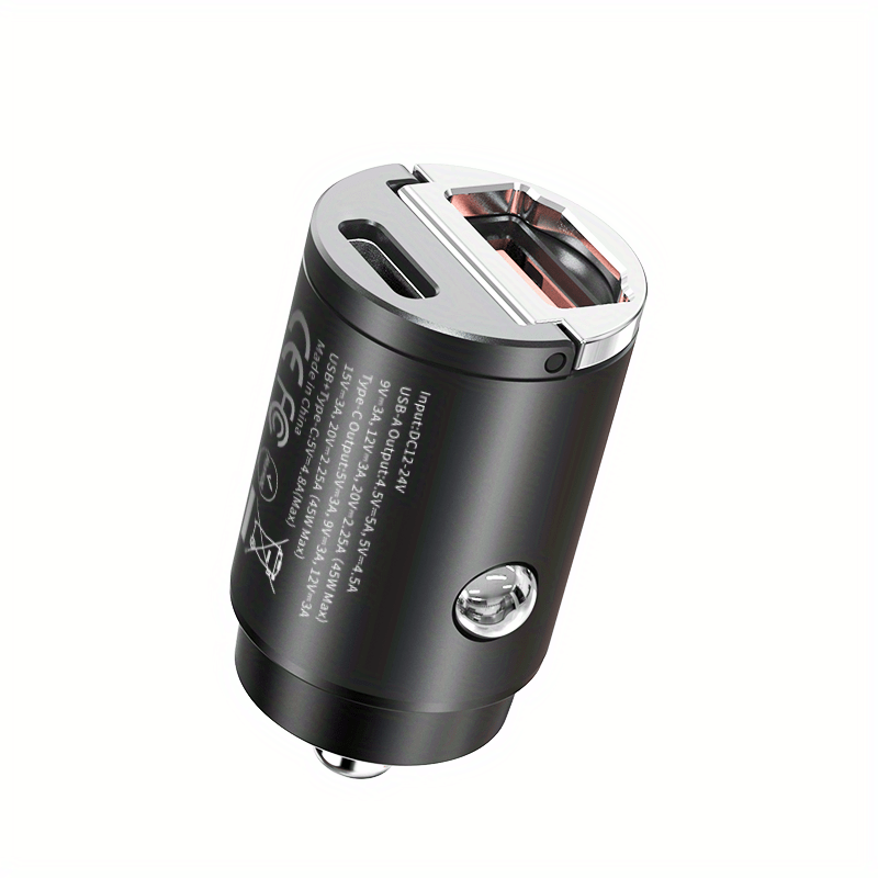 Mini Metal Car Charger 90W Dual USB C PD QC3.0 Fast Charging Adapter