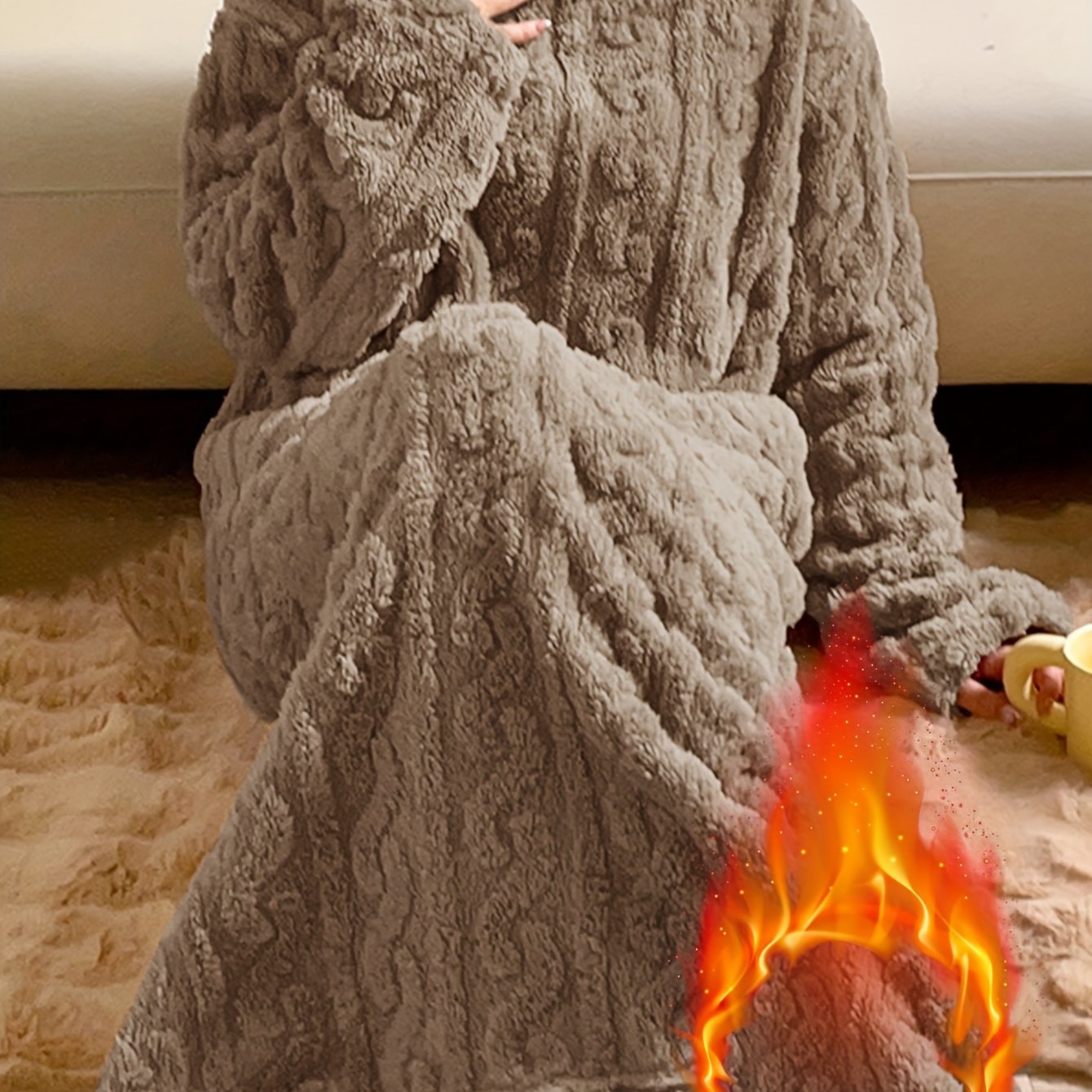 Vestido de talla grande para mujer cálido de manga larga para invierno, mono sobre la rodilla