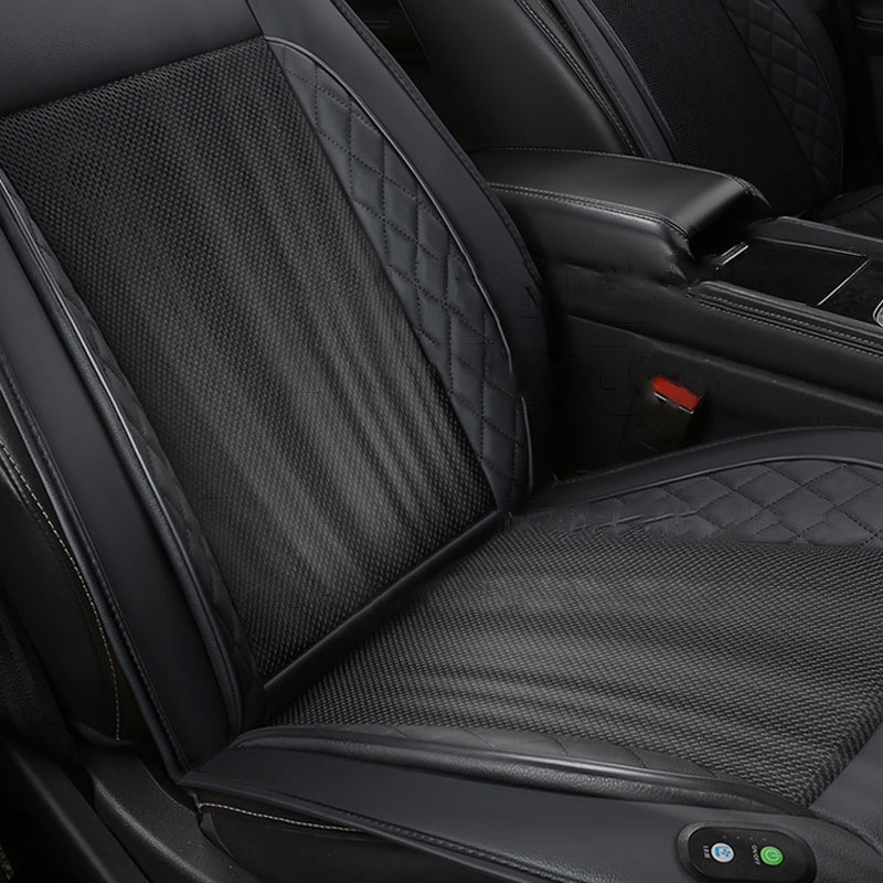 Avtomobil ventilyatsiyali muz ipak mato o‘rindiq yostiq qoplami, barcha mavsumlar uchun nafas oladigan, ko‘k va oq