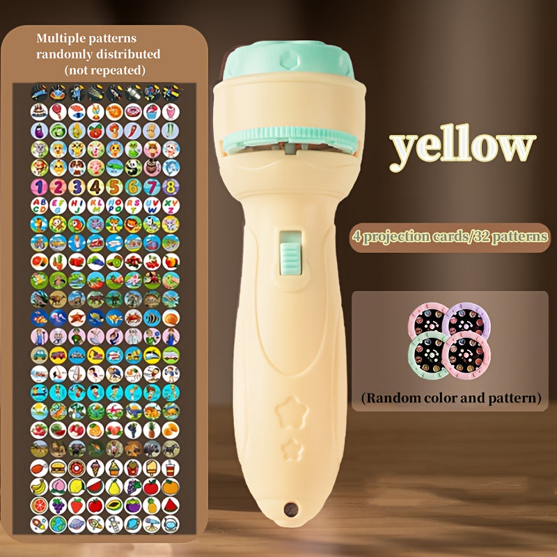 Proyector educativo infantil para niños de 3+ años con patrones de dinosaurios, océano, frutas en rosa, púrpura, verde y amarillo