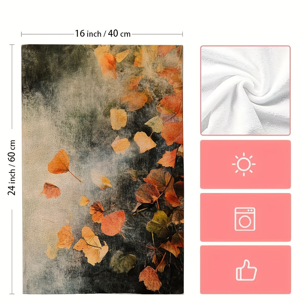 Set of 2 Coastal Kitchen Towels 16x24 Inches Super Absorbent Polyester