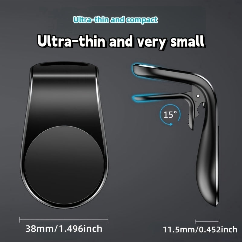Magnetic L-Shaped Car Air Vent Phone Holder Aluminum Alloy Secure Mount