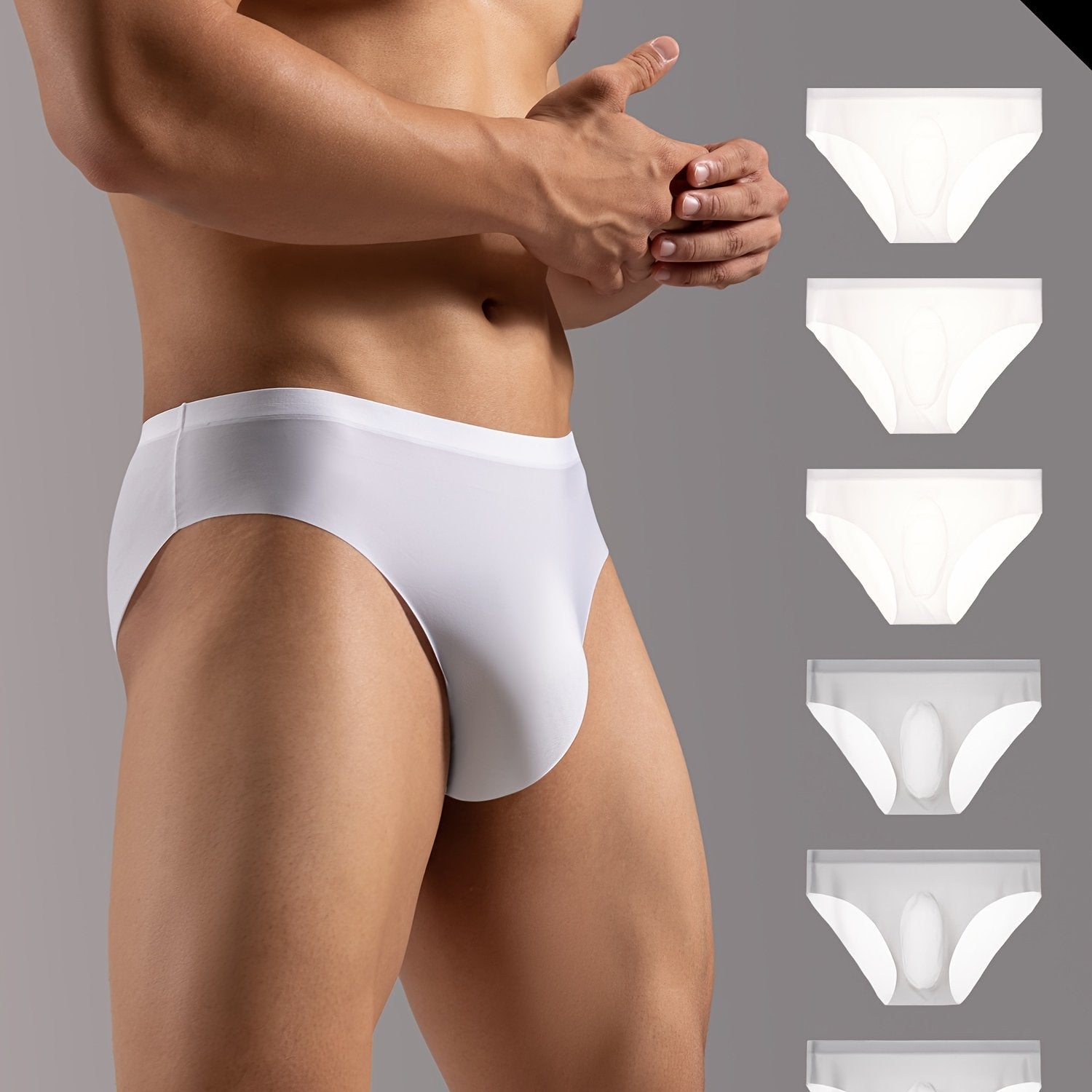 Pack de 6 calzoncillos masculinos de color sólido con molde 3D, de secado rápido, transpirable, suave y cómodo