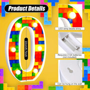 1 шт. Цветной светодиодный строительный блок номер, работающий от батареек, прочный пластик, требуются батарейки AA, идеально подходит для вечеринок, батарейки не включены