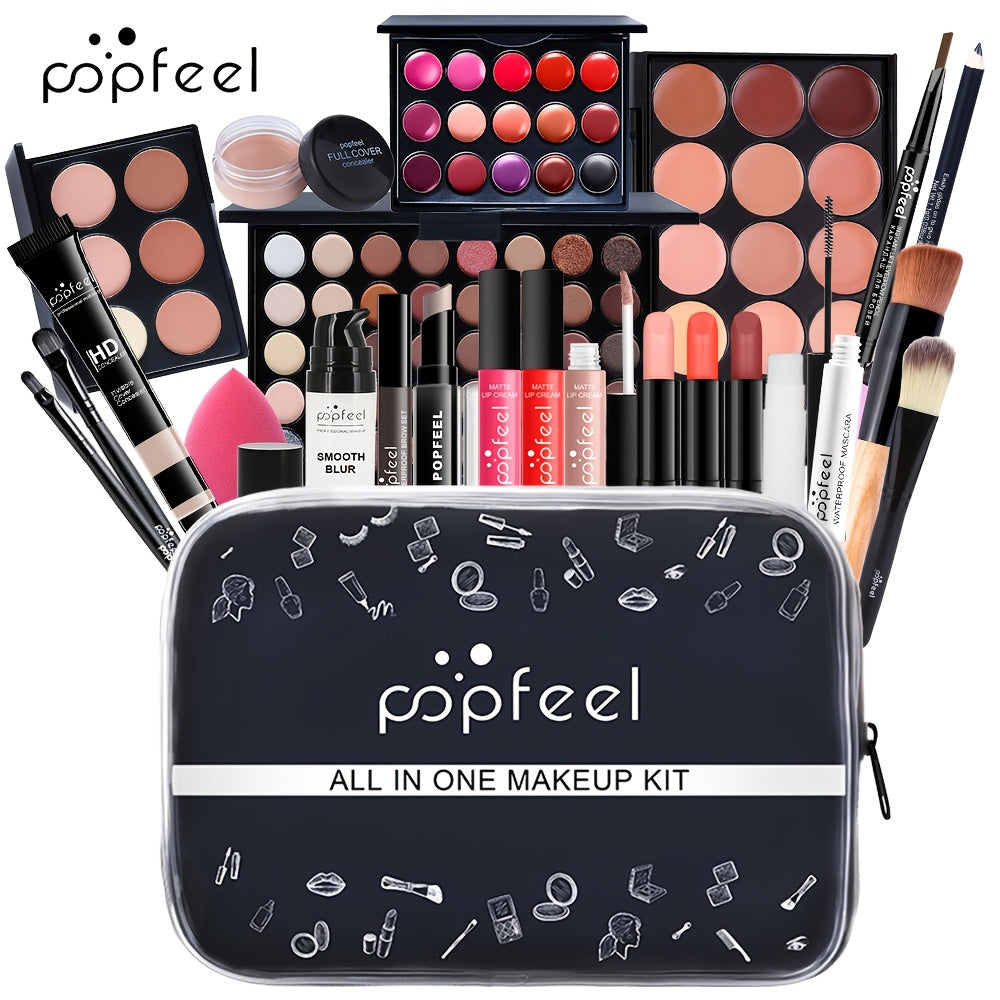 Travel Makeup Kit with Black Case Multi-Product Beauty Collection for On-the-Go Touch-Ups
