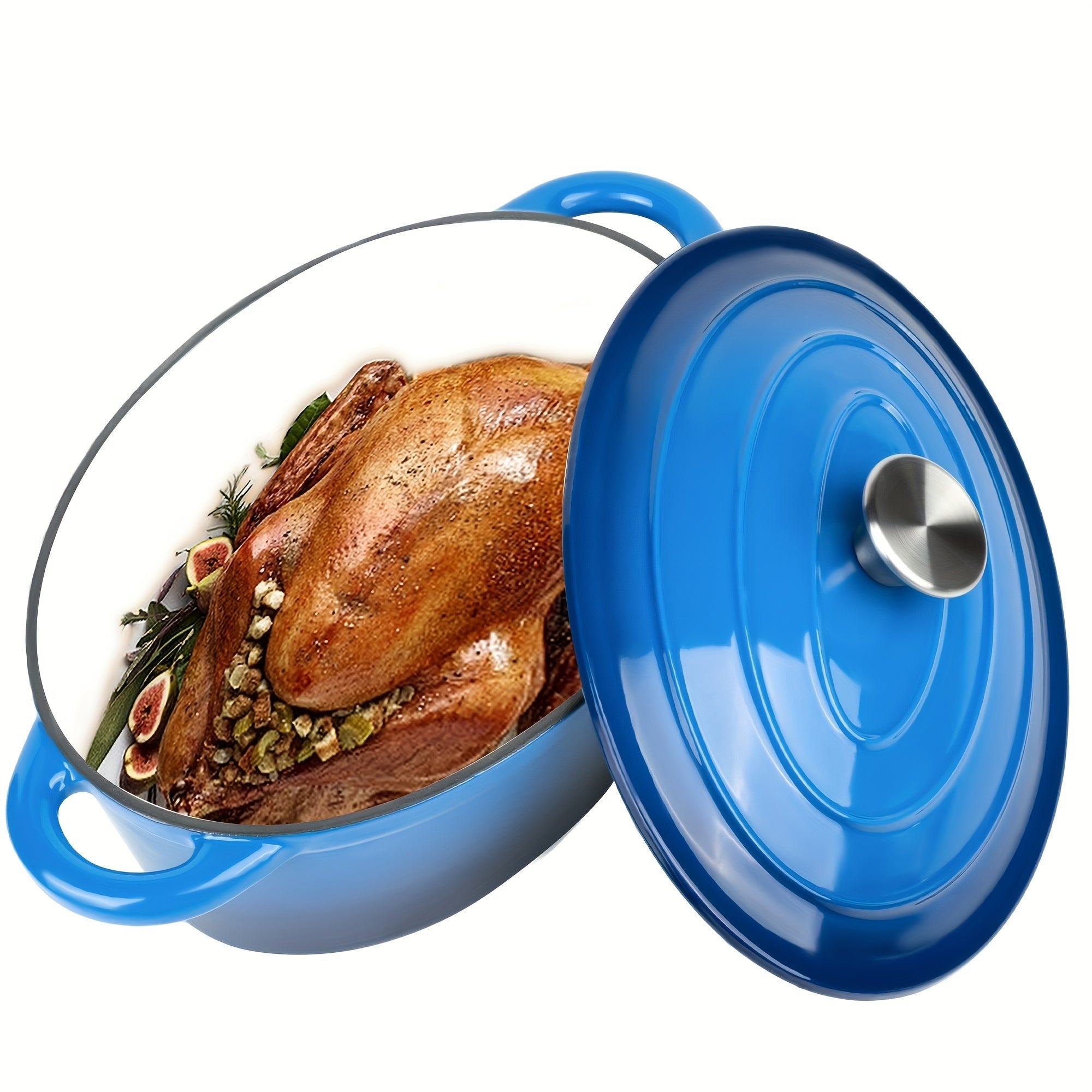 Enamel Oval Dutch Oven Cast Iron Nonstick Self-Basting Lid 4 Qt