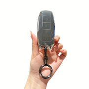 Universal TPU Car Key Fob Cover Black Gold Accents for Smart Keys