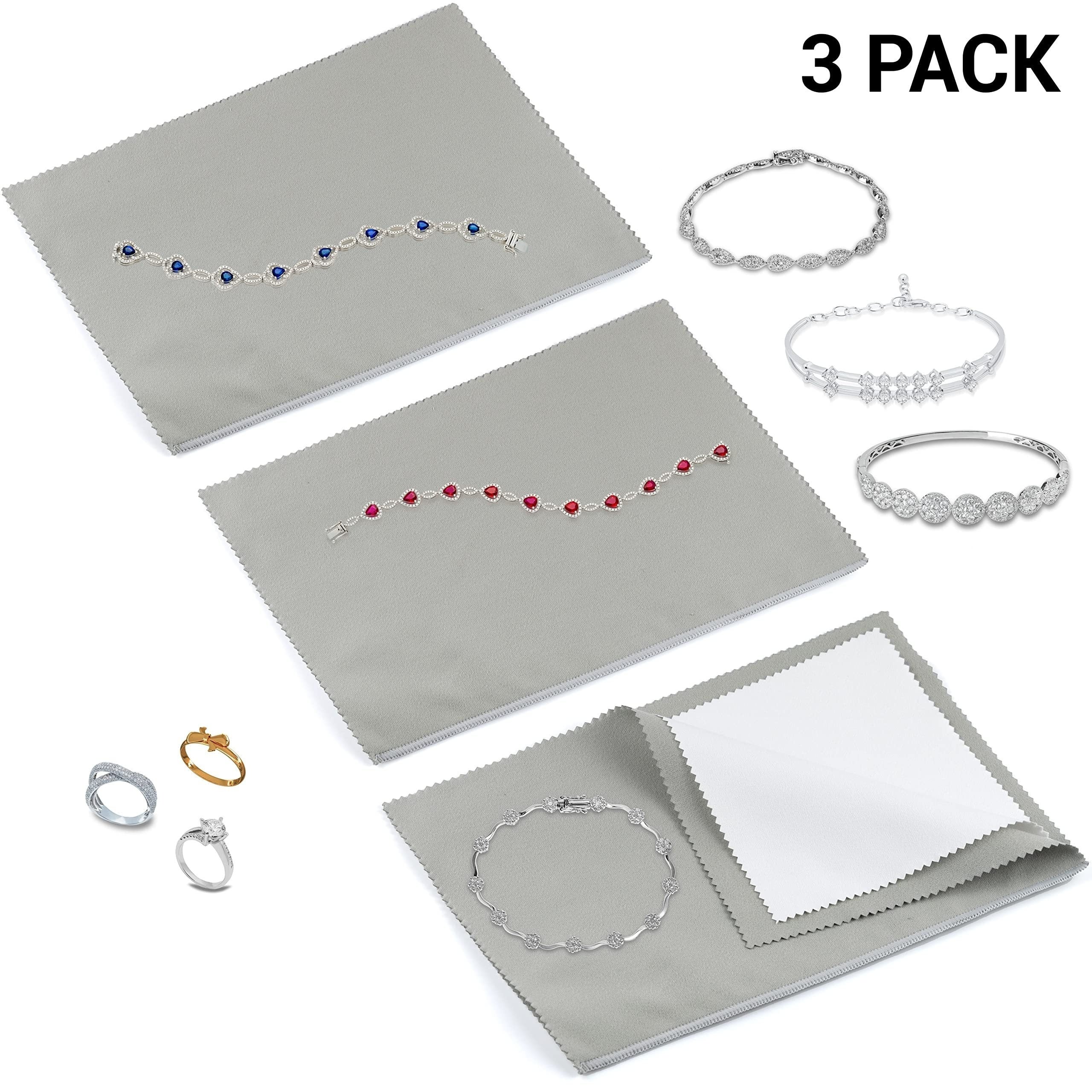 Jewelry Cleaning Cloths Set 3 Pieces Multi-Layer Tarnish Remover for Gold Silver Watches