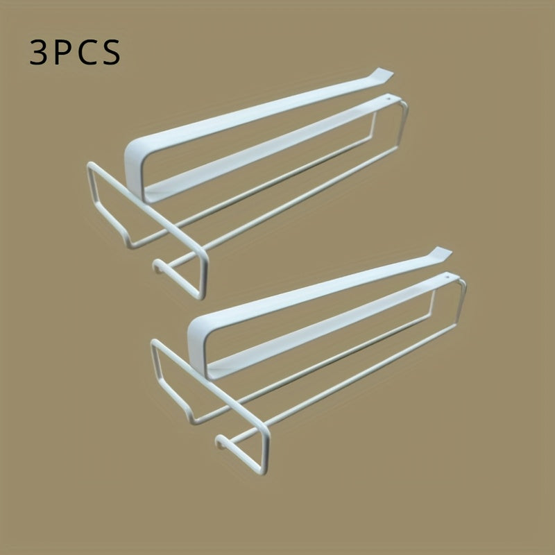 3-Piece Metal Space-Saving Wine Glass Rack No-Drill Upside-Down Stemware Organizer for Kitchen and Bar Cabinets