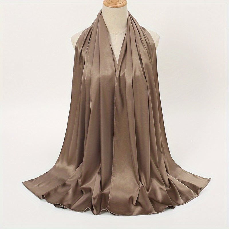 Solid Color Chiffon Shawl and Satin Hijab for Casual Outdoor Sun Protection