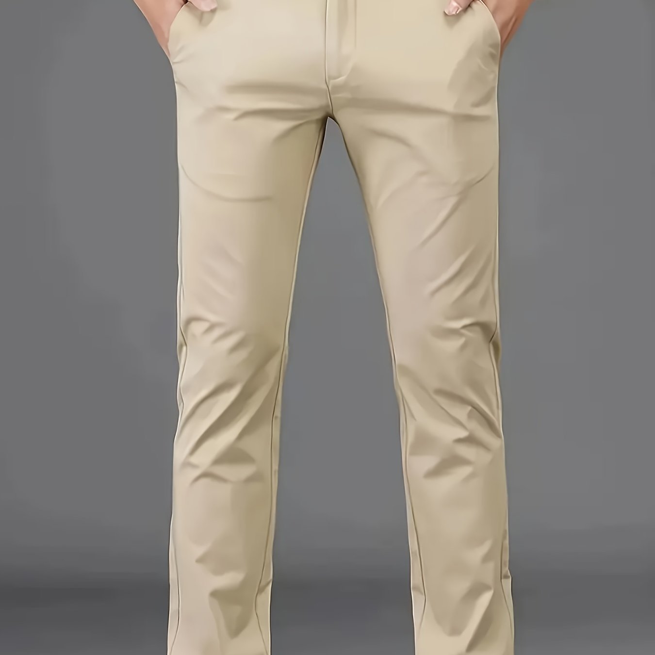 Pantalones de vestir de poliéster para hombre de color sólido, ajuste regular, para todas las estaciones, pantalones formales y casuales