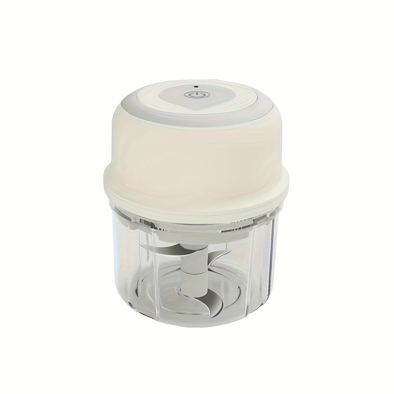 USB orqali zaryadlanadigan mini simsiz elektr sarimsoq maydalagich. Bir bosish bilan ishlash, 1000 RPM motor va oson tozalash dizayni. Uy oshxonasida, lagerda va kichik ovqat porsiyalarida ideal.