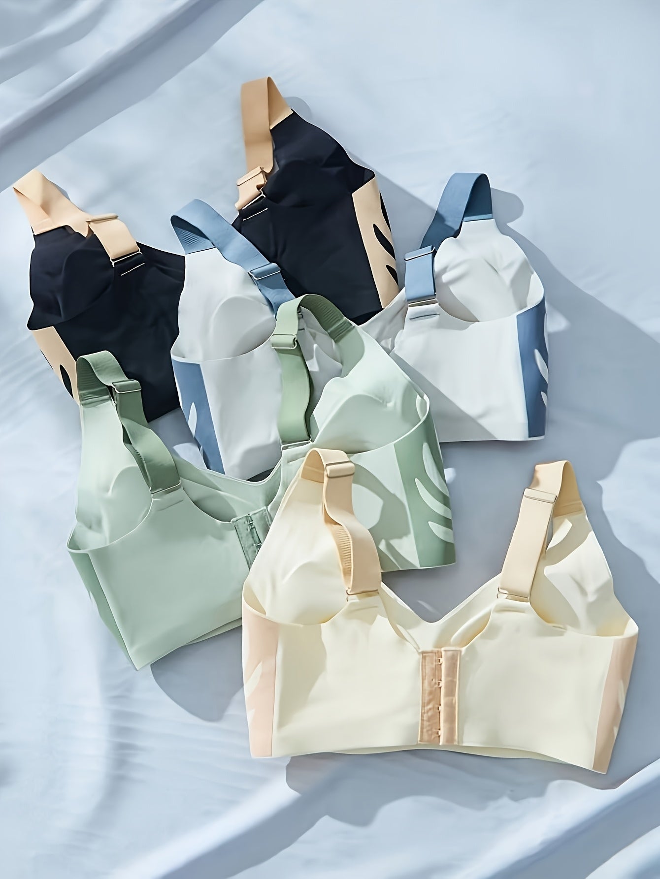 Women Seamless Sports Bras Plus Size High Support Non-Padded Black White Grey Navy