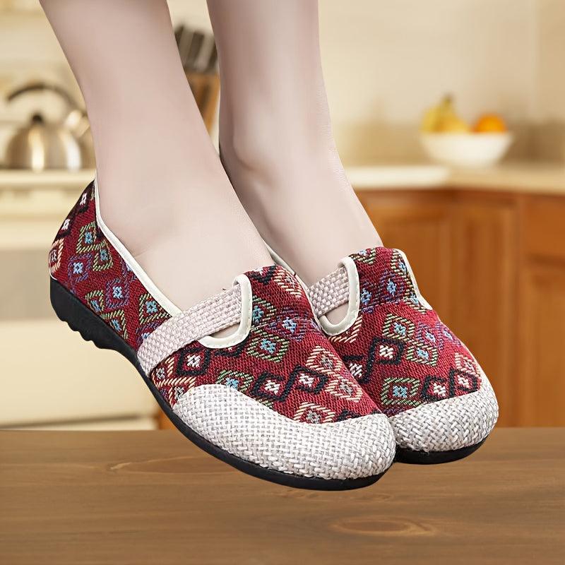 Women's Linen Slip-On Loafers with Non-Slip Rubber Sole for Summer Casual Wear