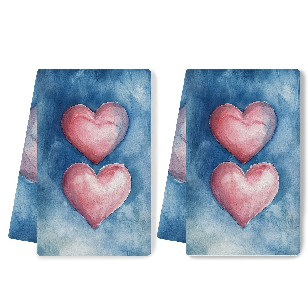 Valentine's Hearts oshxona sochiqlari to'plami 2 Ultra-yumshoq so'radigan idishlarni quritish