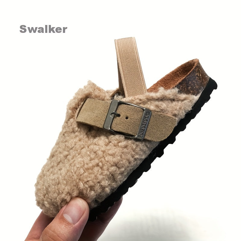 Girls Mule Shoes for Autumn and Winter Lightweight Fabric Geometric Spike Low Top