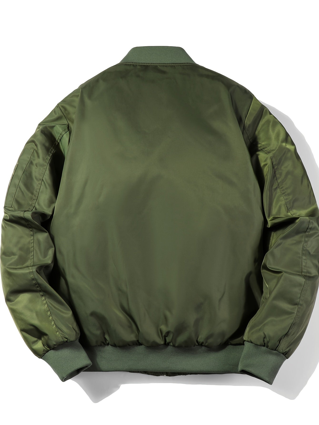 Erkaklar Vintage-uslubidagi Qishki Uchish Jeketi - 100% polyesterdan yasalgan bomber palto, beysbol yelkasiga ega, cho'zilmaydigan, bir rangda, oddiy kesim, zipper tafsilotlari, to'qilgan polyester to'ldirish.