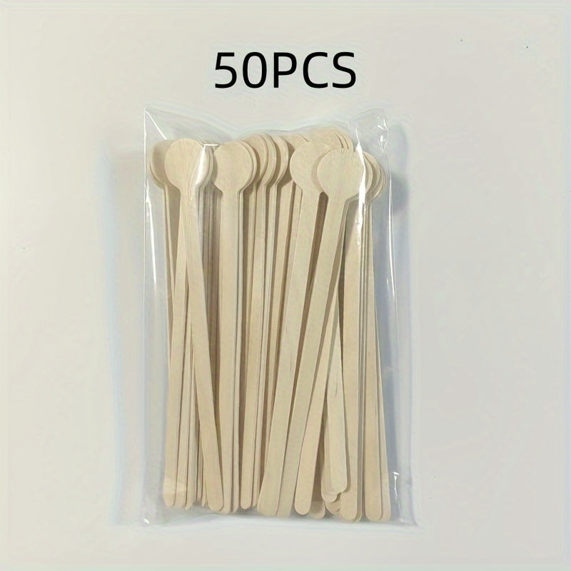 Pack of 50 15cm Wooden Coffee Stirrers Natural Biodegradable Beverage Stirring Sticks