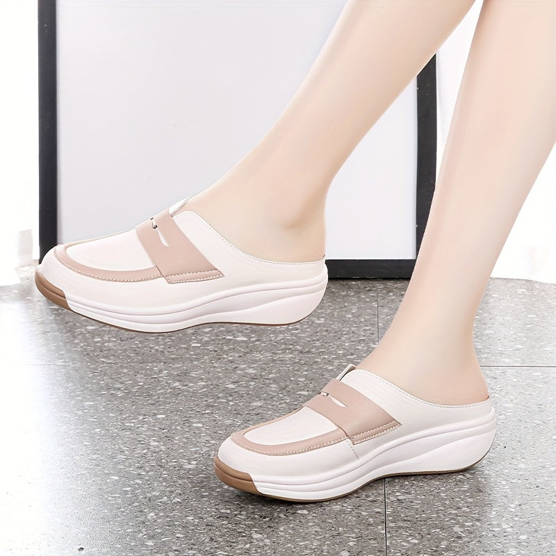 Women's Wedge Mules Platform Slides Open Toe Breathable Vacation