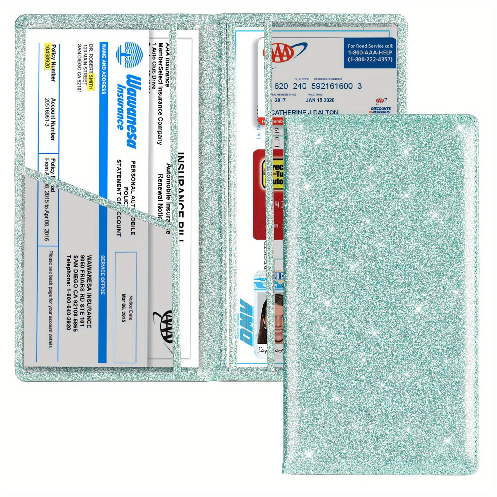 Avtomobil litsenziyasi va sug'urta kartasi tutqichli charmli transport hujjatlarini tashkil etuvchi