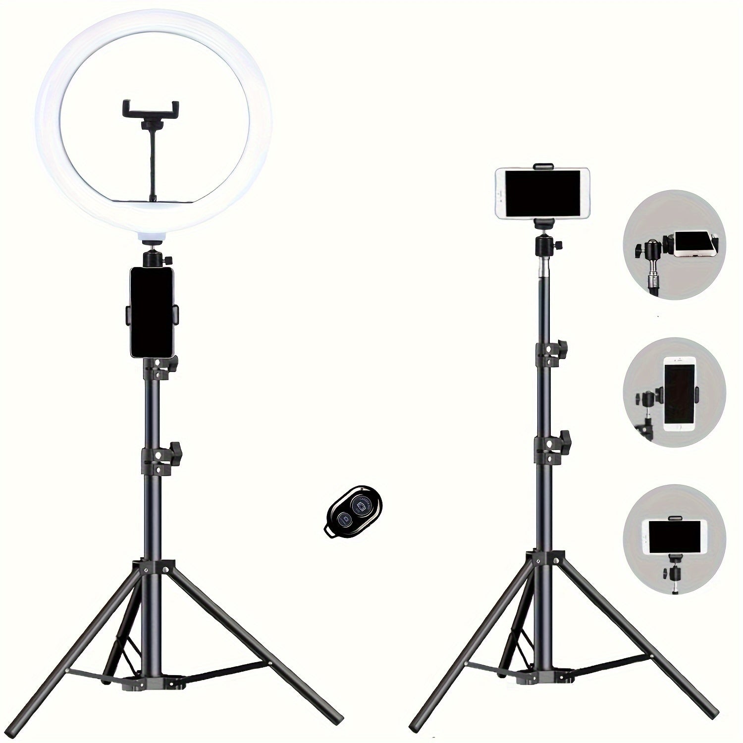 53.54-Inch Selfie Ring Light with Tripod Dual Phone Holders 3 Color Modes 12 Brightness Levels USB Powered