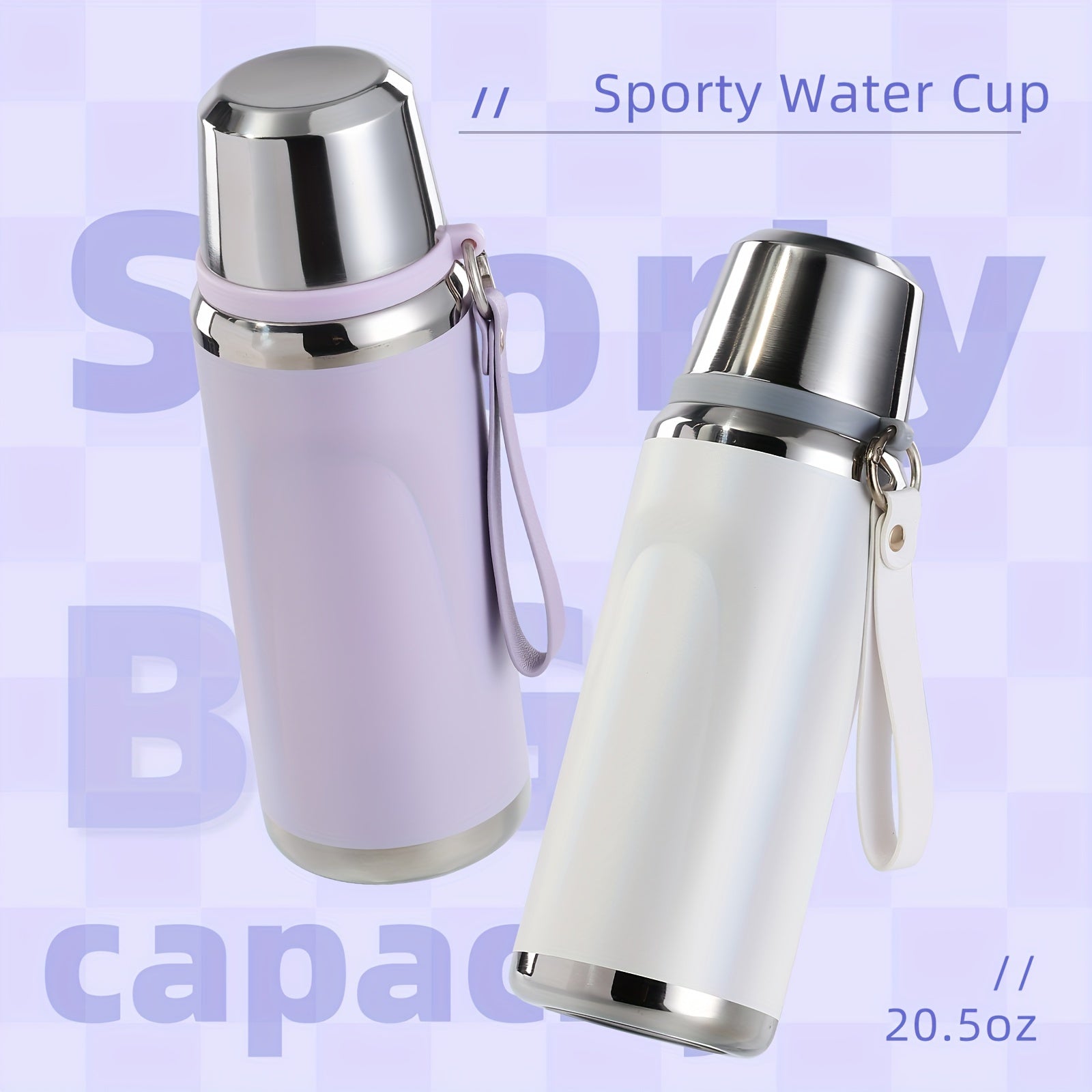 Taza de viaje de acero inoxidable de 600ml para bebidas calientes y frías, deportes al aire libre