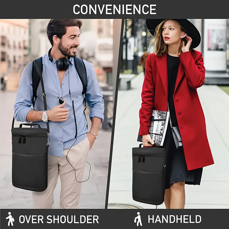 Insulated Wine Bottle Carrier Set for Picnics Camping Beach Trips Black Gray Red