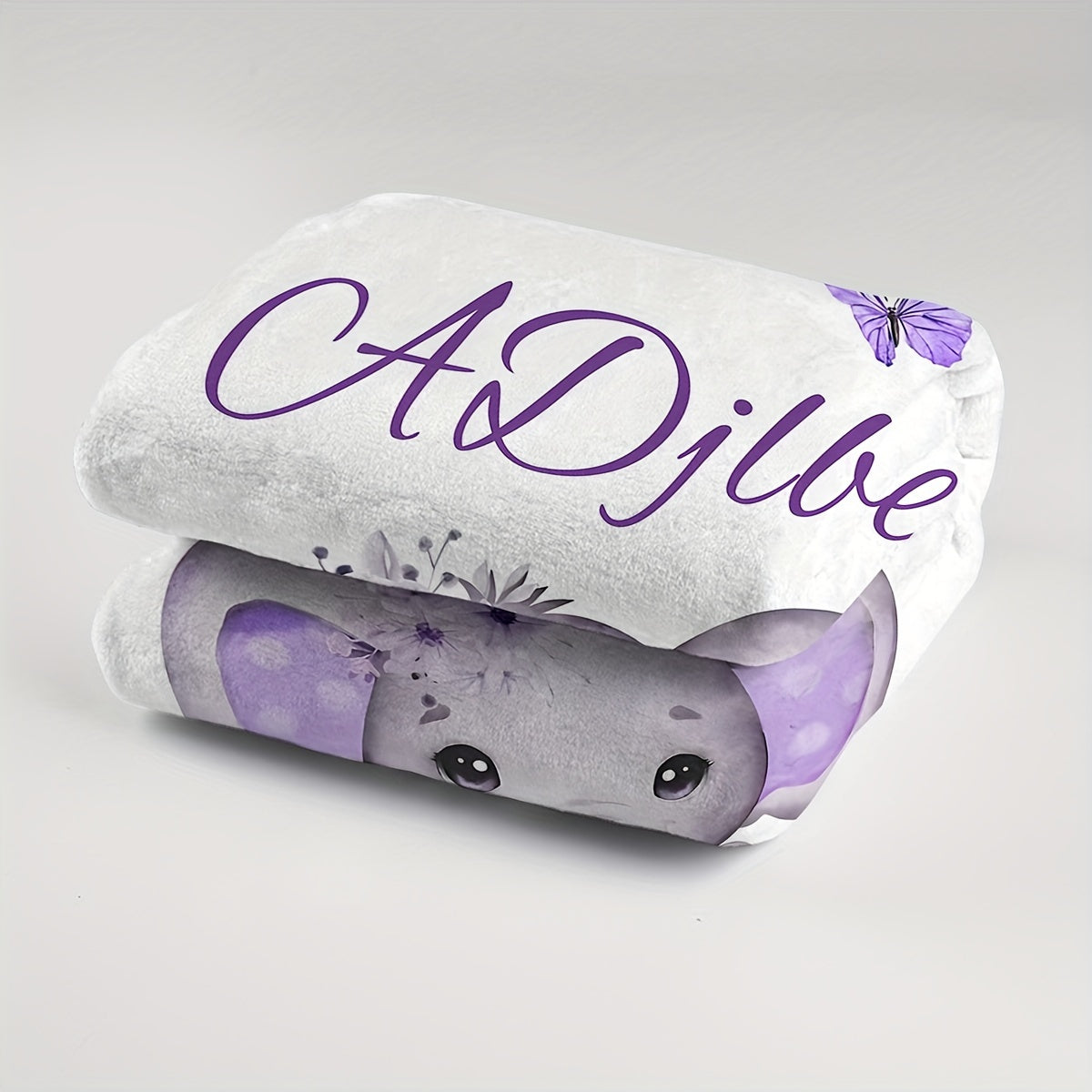 Cozy Flannel Throw Blanket with Custom Elephant Pattern Personalized Soft All-Season Gift