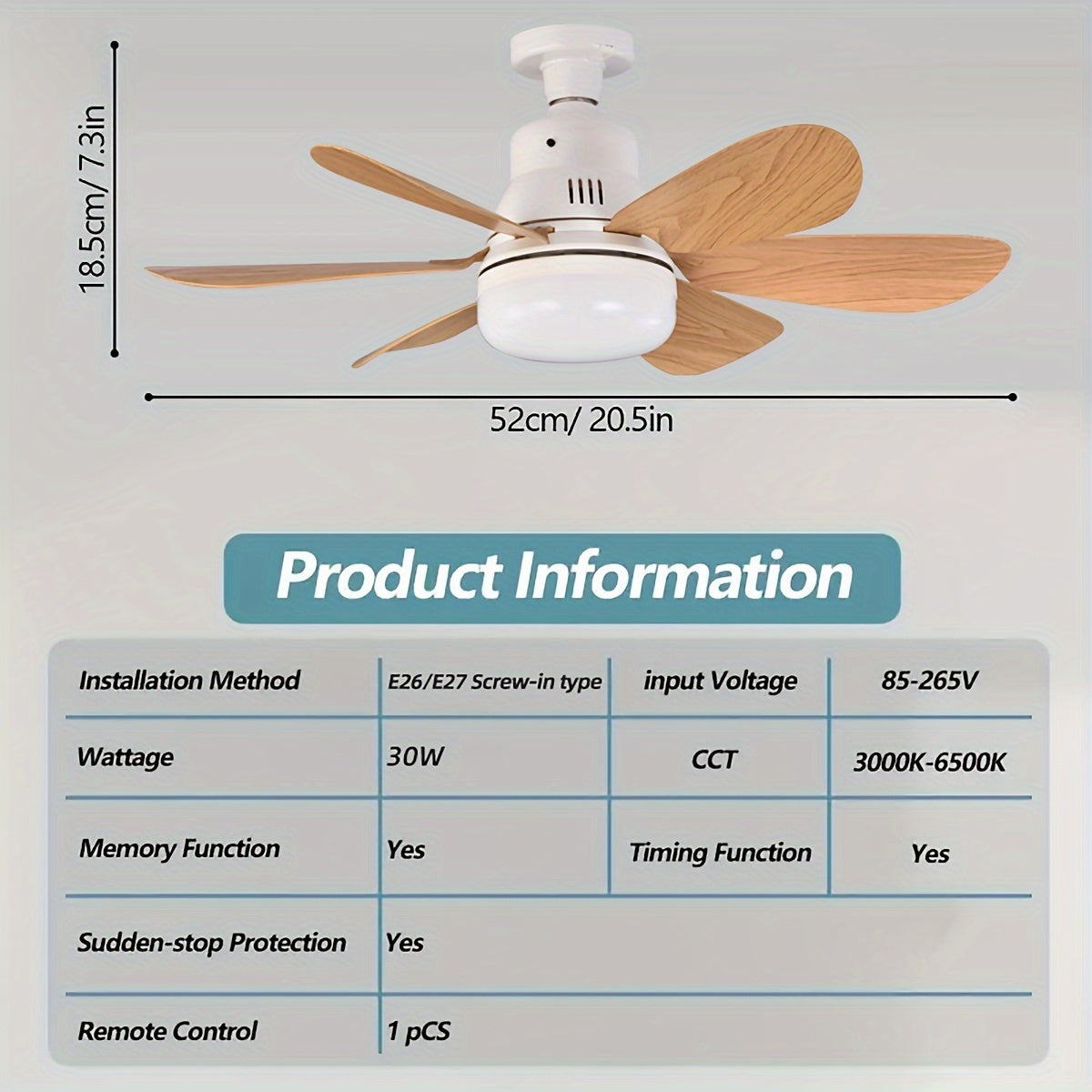 Modern Dimmable Flush Mount Ceiling Fan with LED Light Remote Control Shock-Resistant for Bedroom Kitchen Living Room