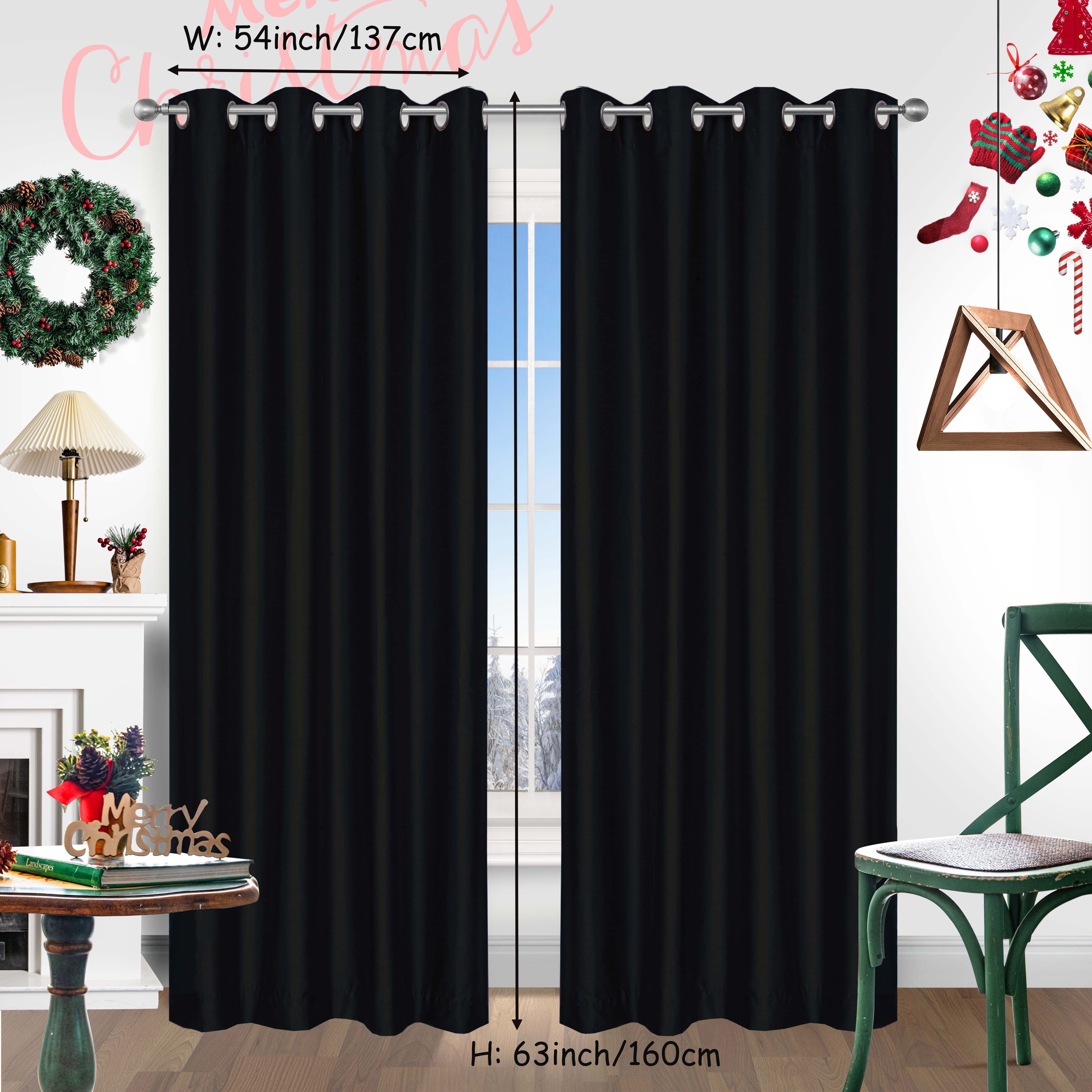 Red Christmas Curtains 2 Pieces Faux Silk Grommet Top for Living Room Bedroom Office